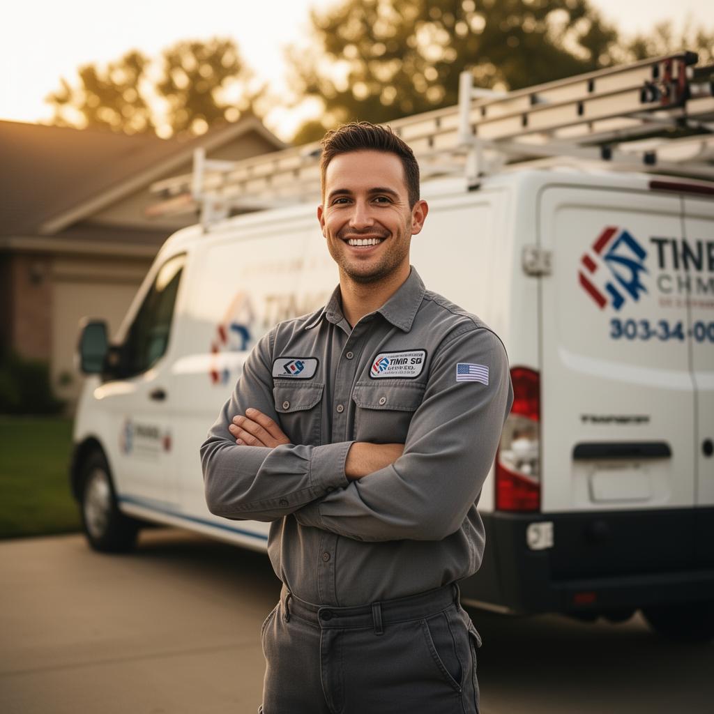 Split-screen hero: an HVAC, plumbing, electrical, garage-door, or pest-control professional on the job, paired with a clean mobile phone view showing a new lead alert and booked appointment.